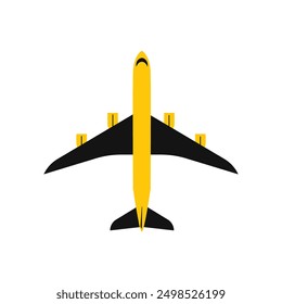 Plane top view. Aircraft flight. Airport vehicle. simple flat passenger plane illustration.