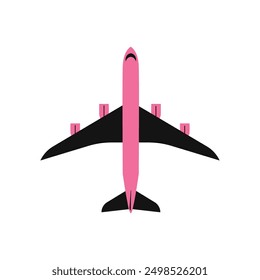 Plane top view. Aircraft flight. Airport vehicle. simple flat passenger plane illustration.