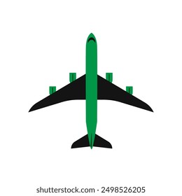 Plane top view. Aircraft flight. Airport vehicle. simple flat passenger plane illustration.