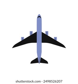 Plane top view. Aircraft flight. Airport vehicle. simple flat passenger plane illustration.