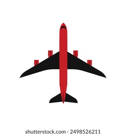 Plane top view. Aircraft flight. Airport vehicle. simple flat passenger plane illustration.