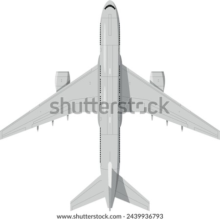 Plane top view. Aircraft flight. Airport vehicle