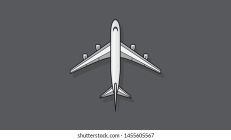 Plane top view flat design vector illustration