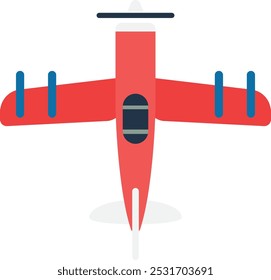 Plane top view. Flying aircraft color icon