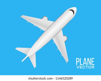 Plane Top View On Blue Background Stock Vector (Royalty Free ...