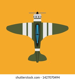Plane top view vector aircraft transportation  illustration. Fly travel journey propeller vehicle. Engine departure