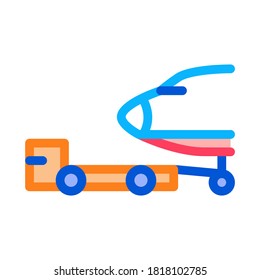 Plane Tow Truck Icon Vector. Outline Plane Tow Truck Sign. Isolated Contour Symbol Illustration