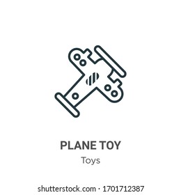 Plane toy outline vector icon. Thin line black plane toy icon, flat vector simple element illustration from editable toys concept isolated stroke on white background