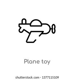 plane toy vector line icon. Simple element illustration. plane toy outline icon from toys concept. Can be used for web and mobile