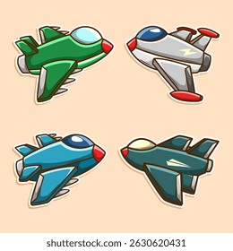 Plane toys cute collection set. doodle sticker illustration