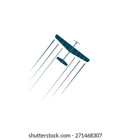 Plane of trace. Journey. Design for your travel company, airline. Logo. Vector illustration.