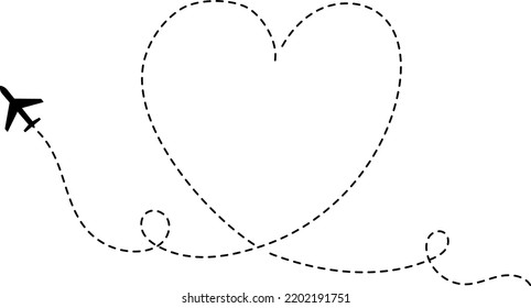 Plane Track Heart Shape. Romantic Gesture Symbol