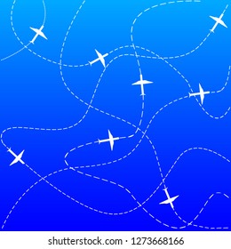 Plane and track icon on a blue background