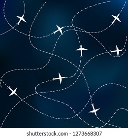 Plane and track icon on a sky background
