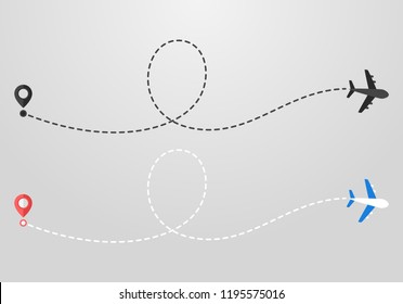 Plane and track icon on a white background