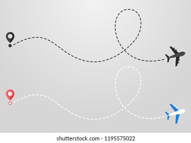 Plane and track icon on a white background