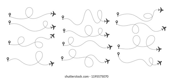 Plane and track icon on a white background