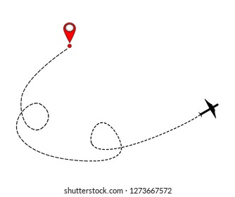 Plane and track icon on a white background