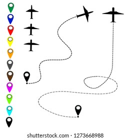 Plane and track icon on a white background