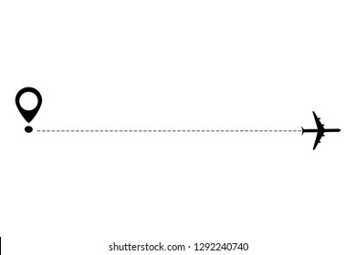 Plane and track icon on a white background