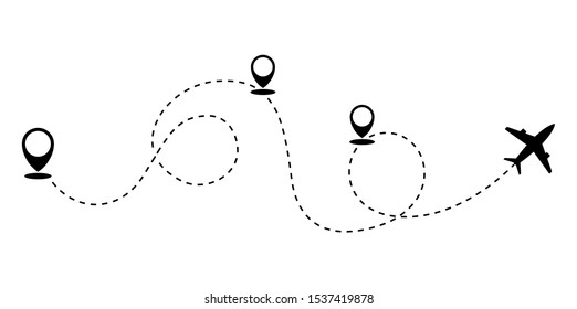 Plane and track icon on a white background. Vector illustration