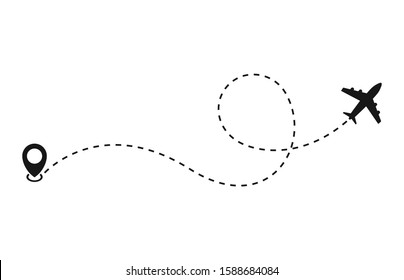 Plane and track icon on a white background. Vector illustration