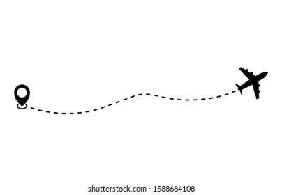 Plane and track icon on a white background. Vector illustration