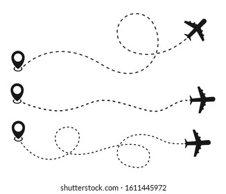 Plane and track icon on a white background. Vector illustration