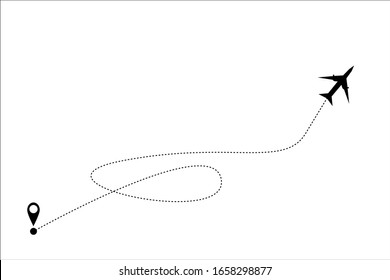 Plane and track icon on a white background. Vector illustration