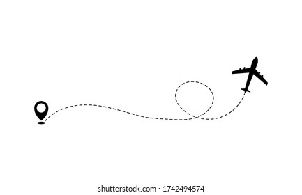 Plane and track icon on a white background. Vector illustration