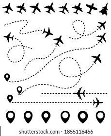 Plane and track icon on a white background. Vector illustration