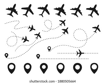 Plane and track icon on a white background. Vector illustration