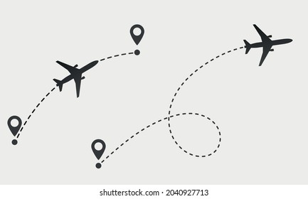 Plane and track icon on a white background. Vector illustration