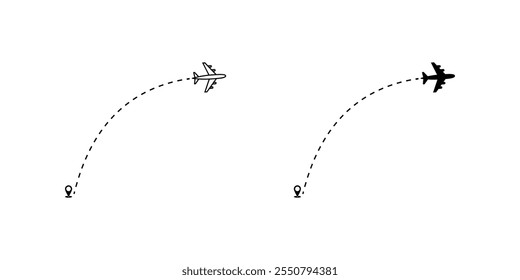 Plane track Icon set. Symbol isolated white background. vector illustration. color editable.
