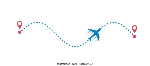plane and its track isolated on white background. Vector illustration.