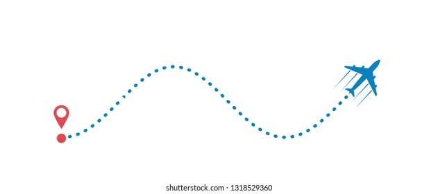 plane and its track isolated on white background. Vector illustration.
