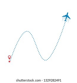 plane and its track isolated on white background. Vector illustration.