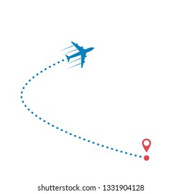 plane and its track isolated on white background. Vector illustration.