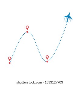 plane and its track isolated on white background. Vector illustration.