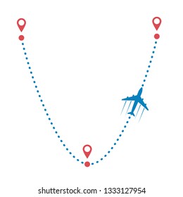 plane and its track isolated on white background. Vector illustration.