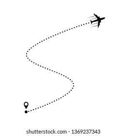 plane and its track isolated on white background. Vector illustration.