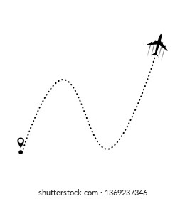 plane and its track isolated on white background. Vector illustration.