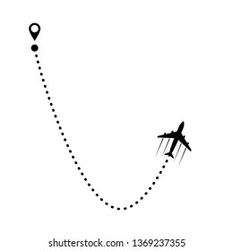 plane and its track isolated on white background. Vector illustration.