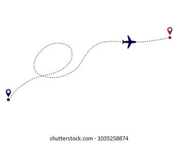 Plane and its track on white background