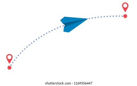 plane and its track on white background. Vector illustration.