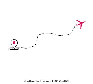 plane and its track on white background. Vector illustration. 