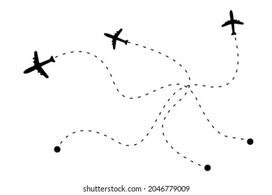 plane and its track on a white background. Vector illustration.