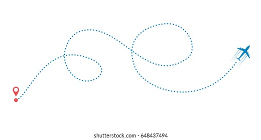 plane and its track on white background. Vector illustration.