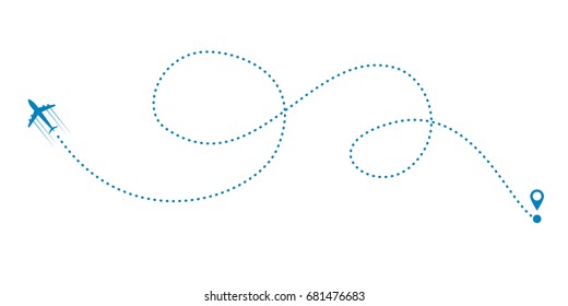 plane and its track on white background. Vector illustration.