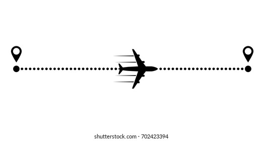 plane and its track on white background. Vector illustration.